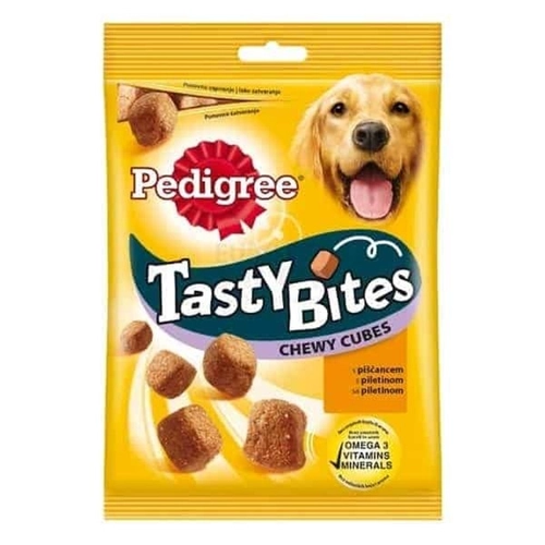 Állateledel jutalomfalat PEDIGREE Tasty Bites Chewy Cubes kutyáknak 130g