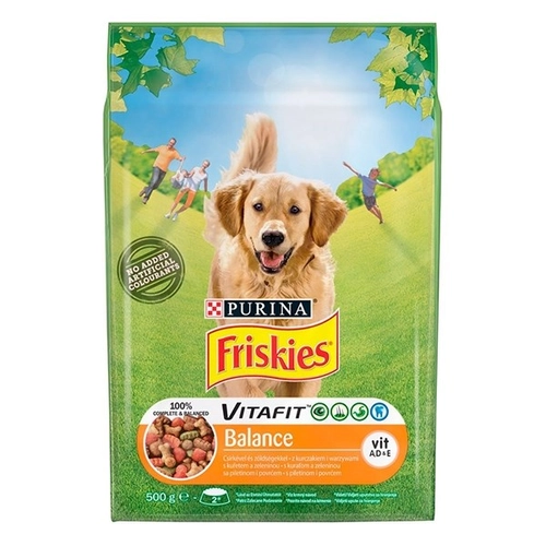 Állateledel száraz PURINA Friskies Vitafit Balance kutyáknak csirkével és zöldséggel 500g